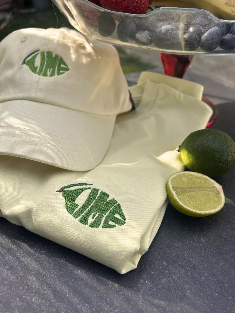 Unisex Organic Cotton T-Shirt Embroidered Lime