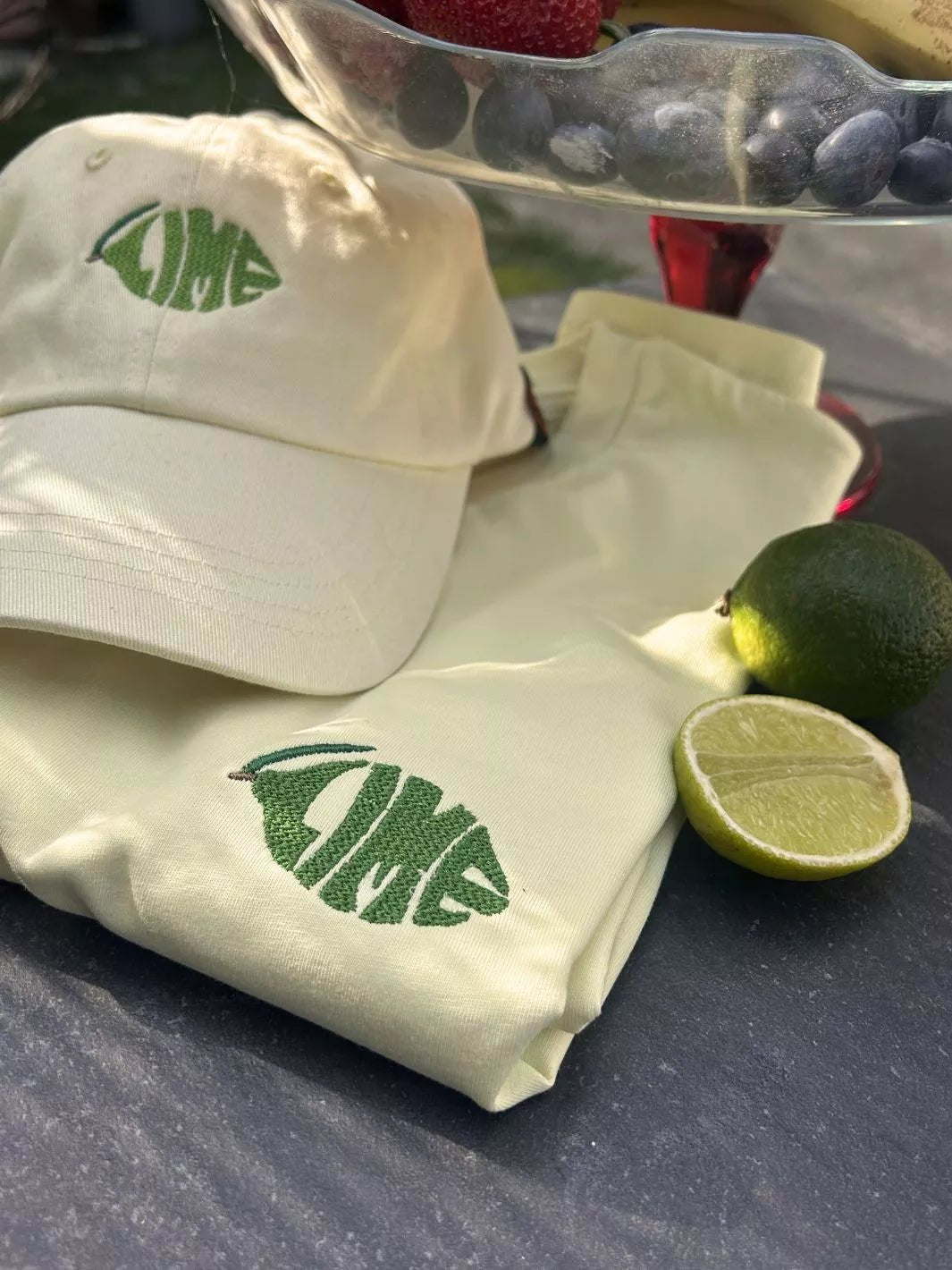 Unisex Organic Cotton T-Shirt Embroidered Lime