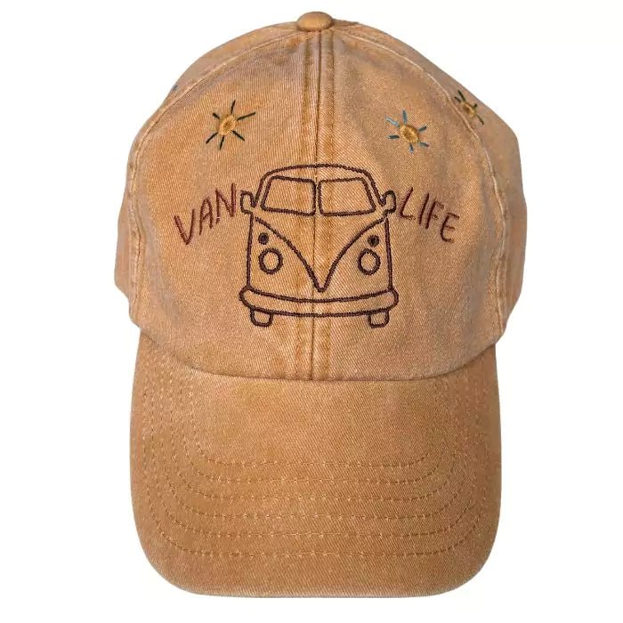 embroidered mustard baseball cap van life