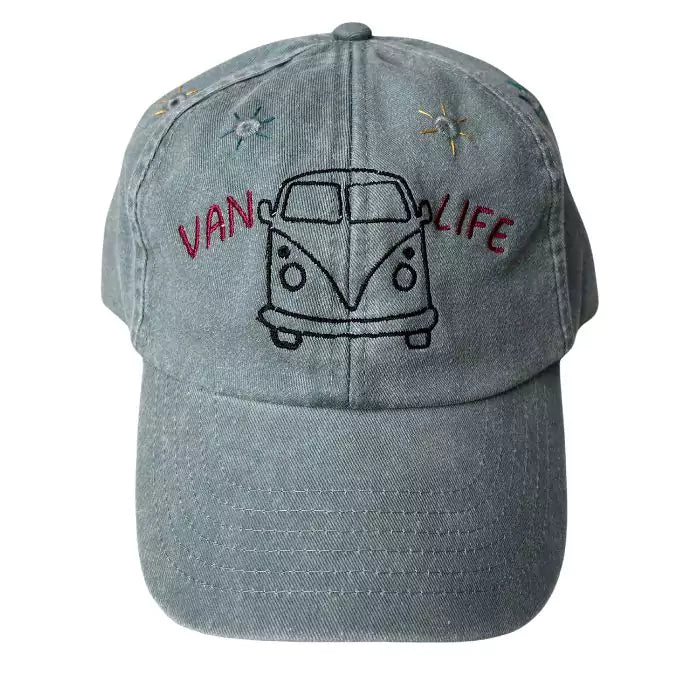 embroidered jade green baseball cap van life