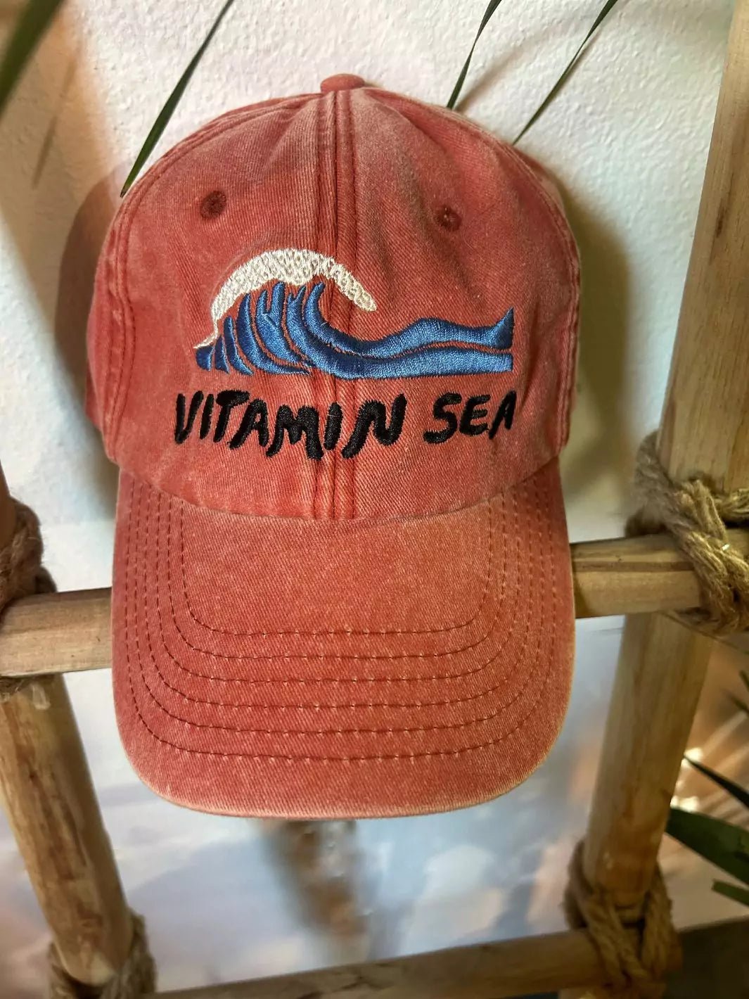 embroidered baseball cap washed orange vitamin sea