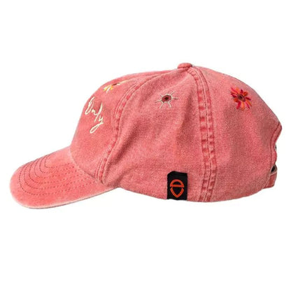 vintage orange washed out baseball cap embroidered good vibes only