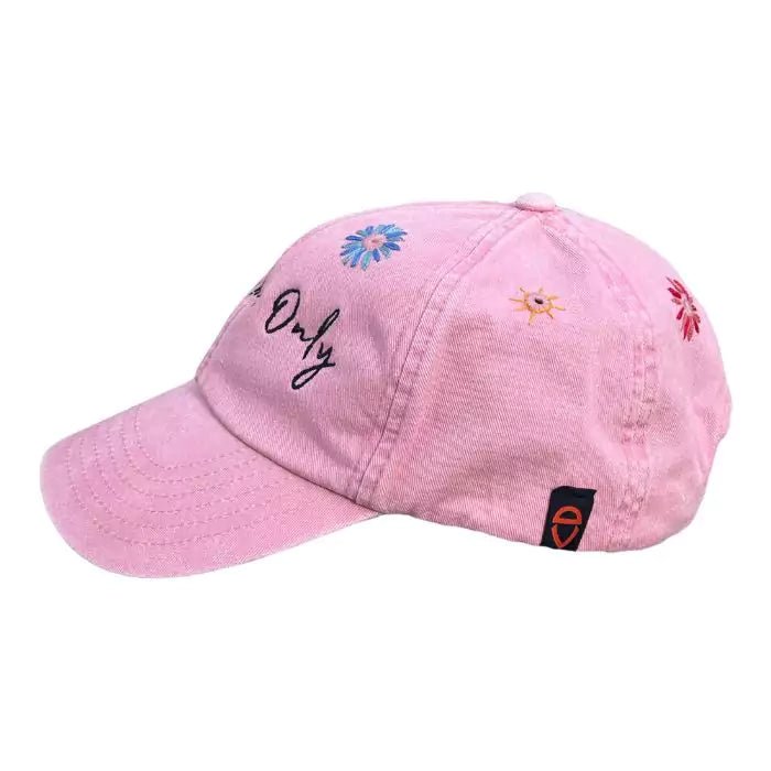 vintage pink washed out baseball cap embroidered good vibes only