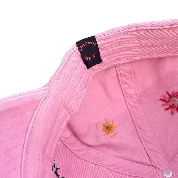 vintage pink washed out baseball cap embroidered good vibes only