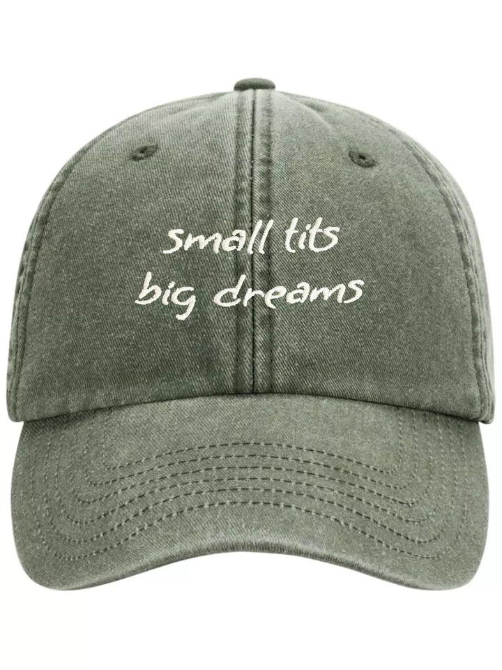 embroidered washed out baseball cap small tits big dreams
