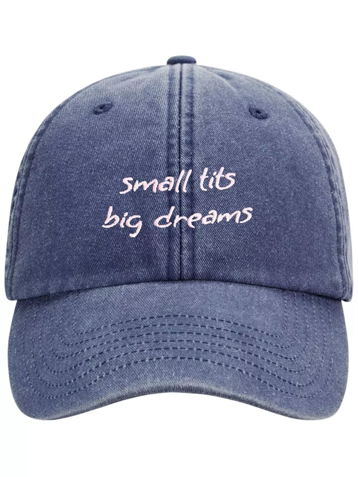 embroidered washed out baseball cap small tits big dreams