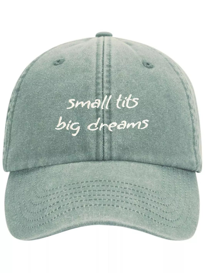 embroidered washed out baseball cap small tits big dreams