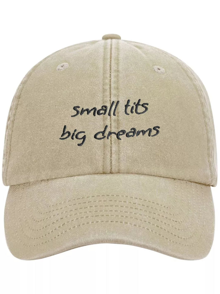 embroidered washed out baseball cap small tits big dreams