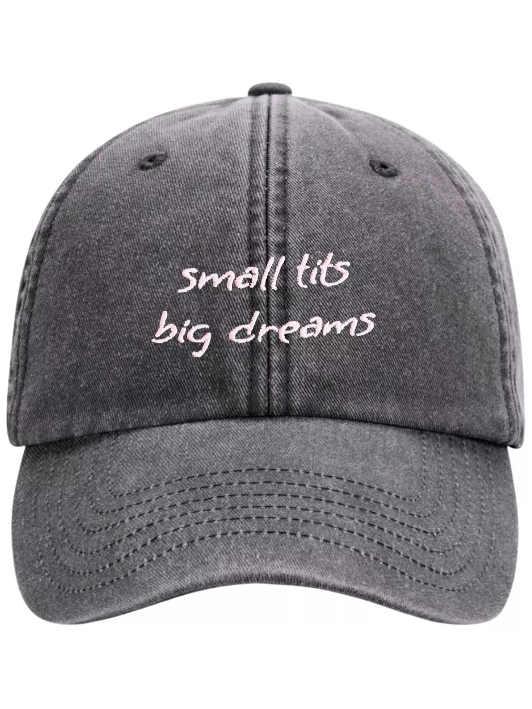 embroidered washed out baseball cap small tits big dreams