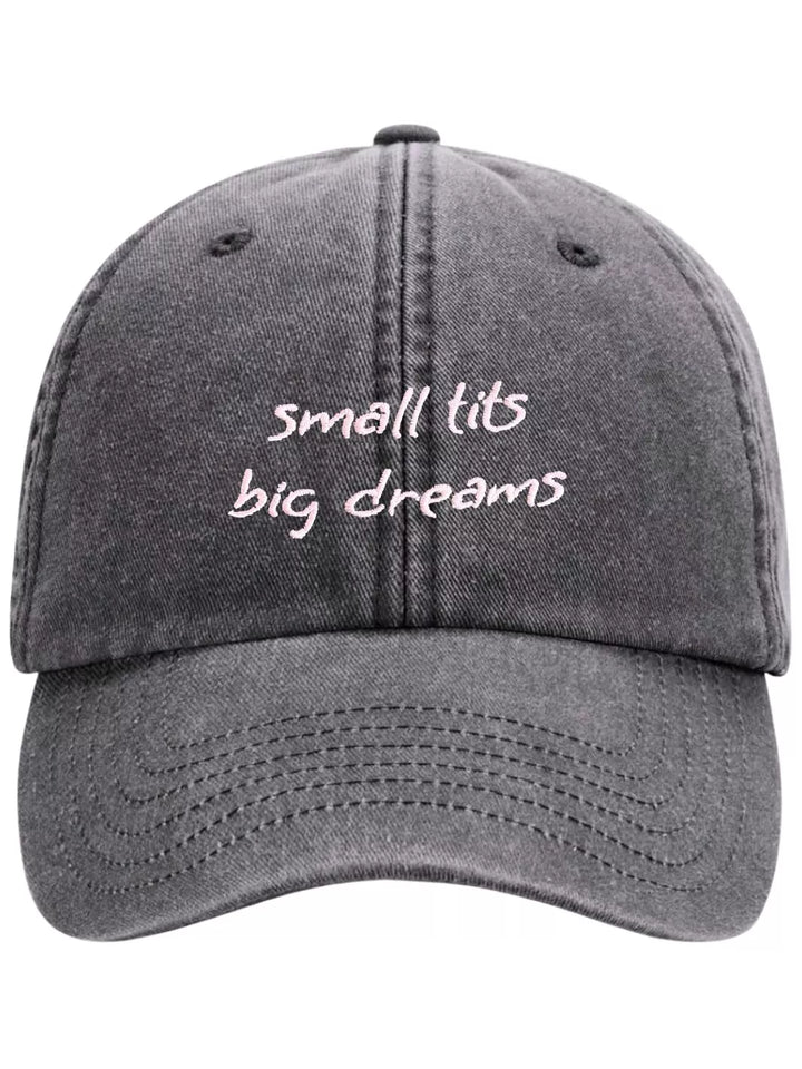 embroidered washed out baseball cap small tits big dreams