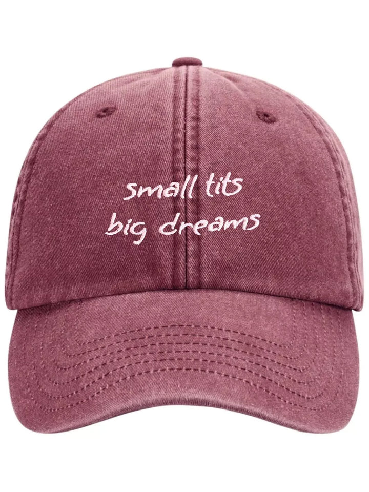 embroidered washed out baseball cap small tits big dreams