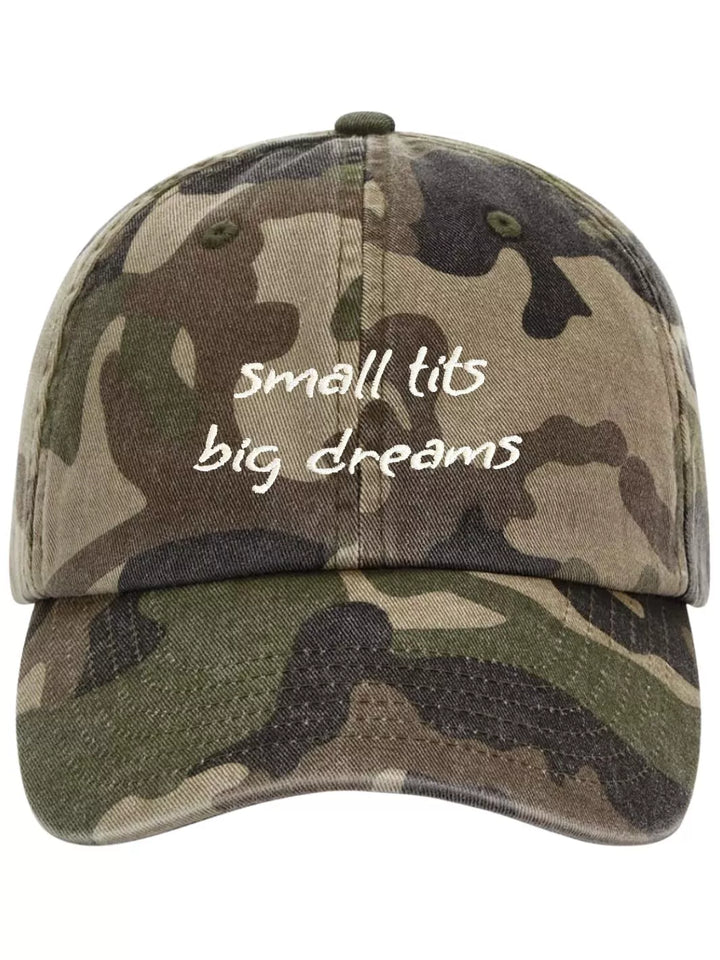 embroidered washed out baseball cap small tits big dreams