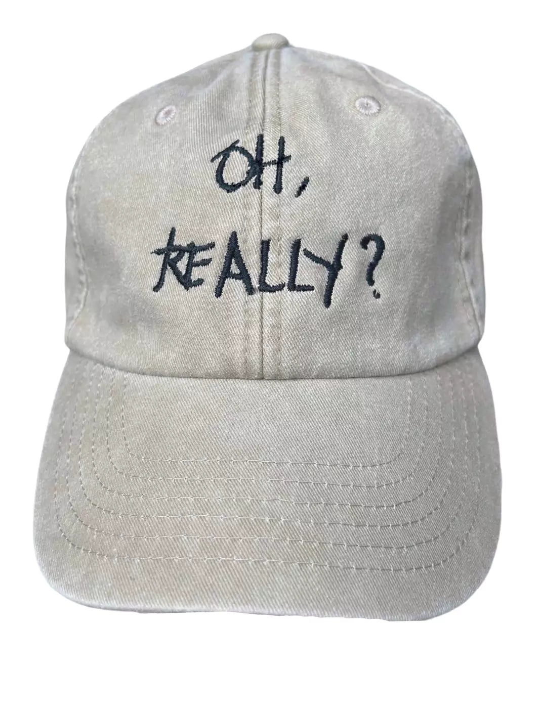 embroidered washed out baseball cap oh really?