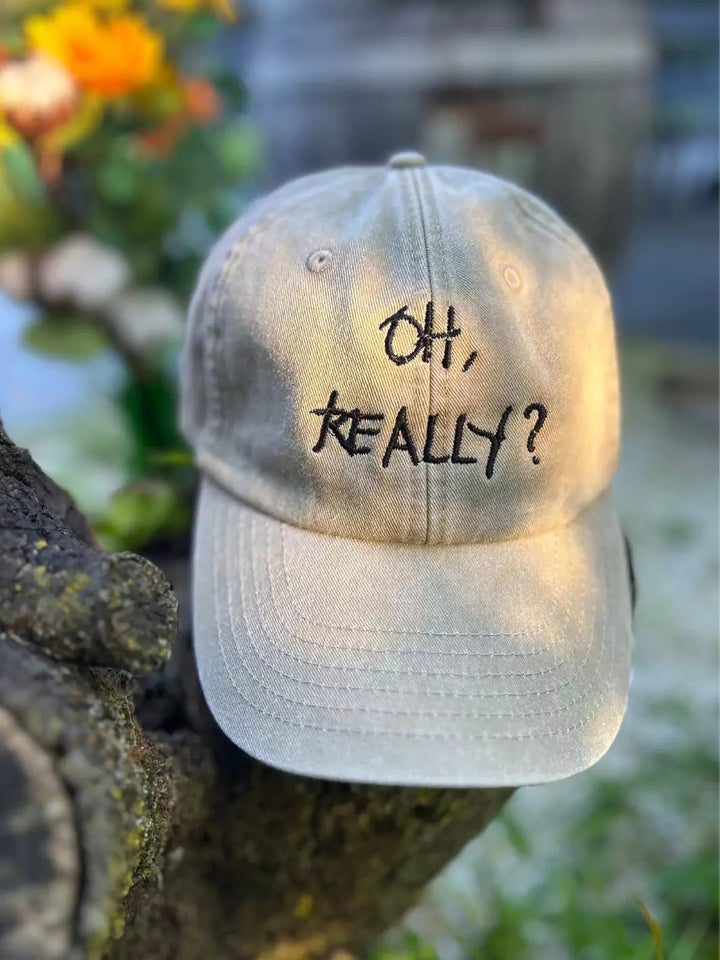 embroidered washed out baseball cap oh really?