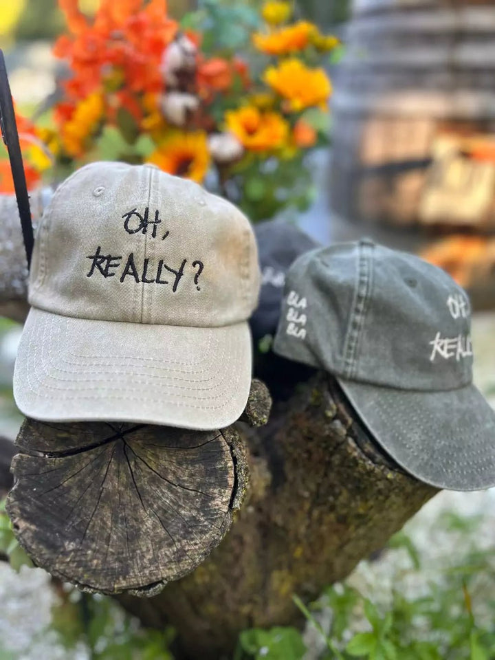 embroidered washed out baseball cap oh really?