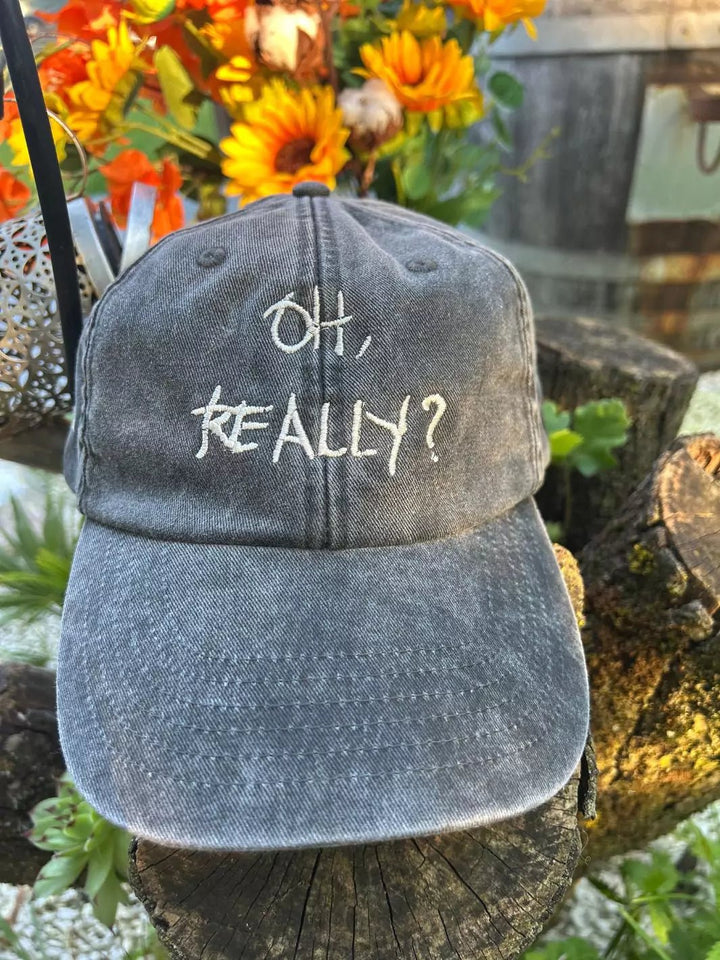 embroidered washed out baseball cap oh really?