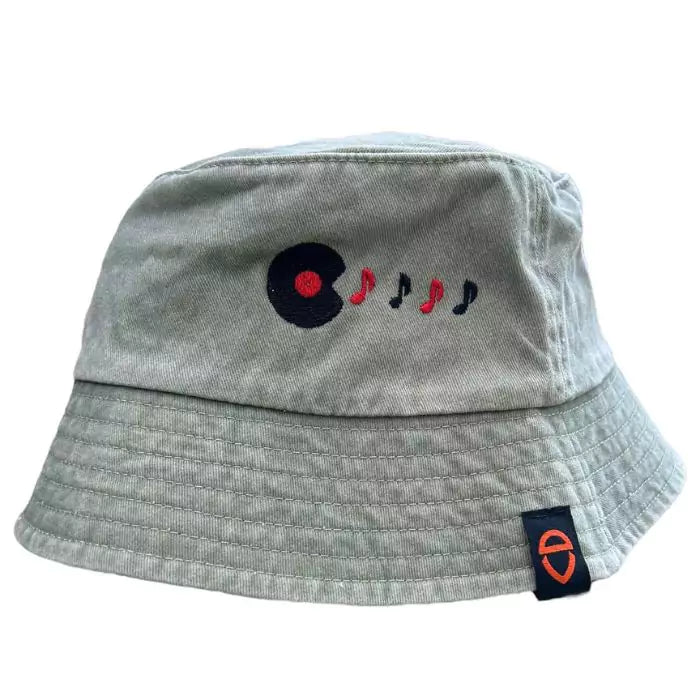 ECO-FRIENDLY BUCKET HAT WASHED AND EMBROIDRED MUSICAL NOTES