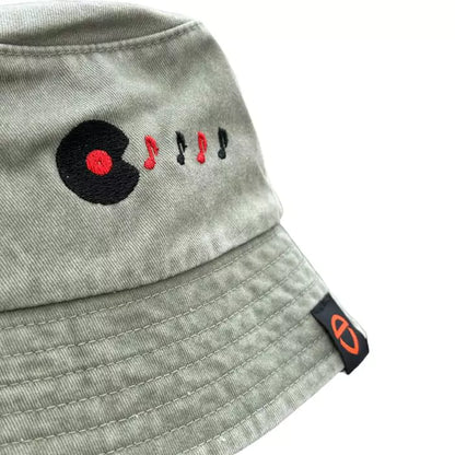 ECO-FRIENDLY BUCKET HAT WASHED AND EMBROIDRED MUSICAL NOTES