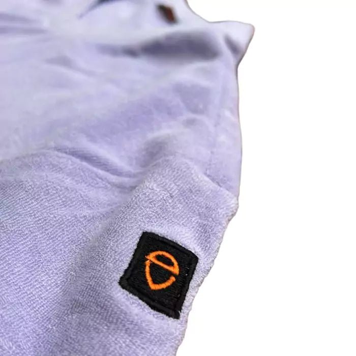 eco-friendly oversized terry t-shirt with lavender embroidery