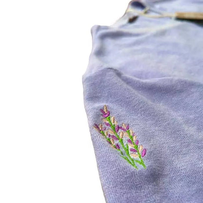 eco-friendly oversized terry t-shirt with lavender embroidery
