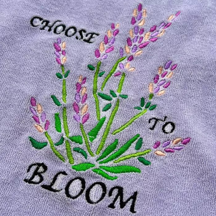 eco-friendly oversized terry t-shirt with lavender embroidery