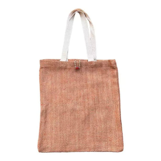 Natural and saffron-colored jute boho shopper bag with cotton handles