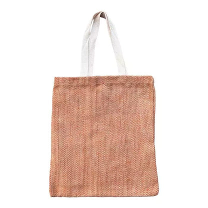 Natural and saffron-colored jute boho shopper bag with cotton handles