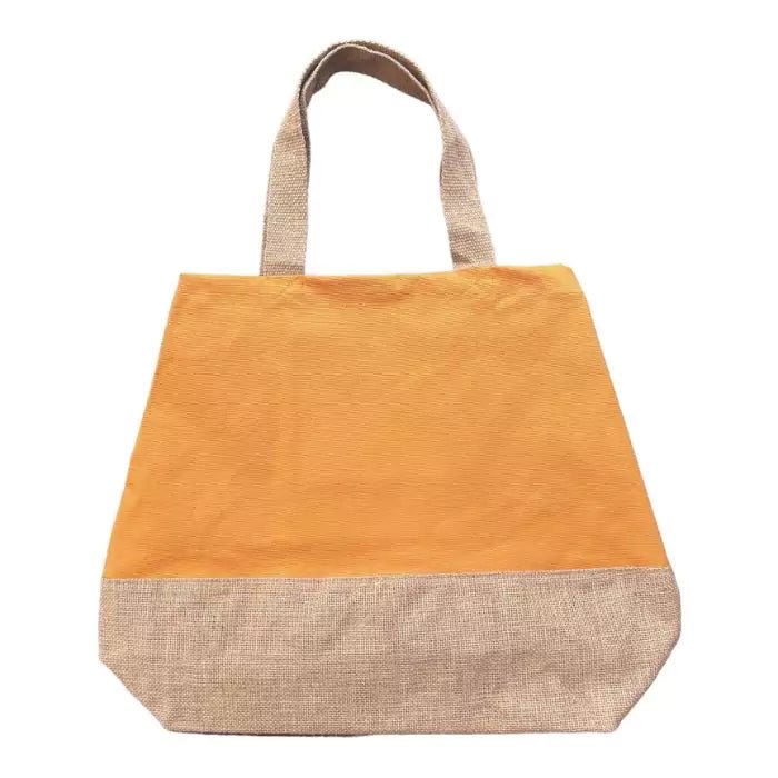 natural fabrics shopper bag in caraway yellow cotton and classic jute embroidered coffe adventure