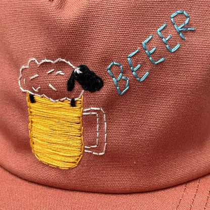 funny snapback with a beer with a sheep as foam and the words "beeer"