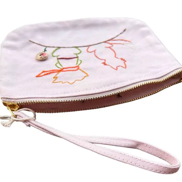 pink organic cottone pochette with a little prince embroidered