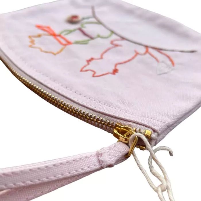 pink organic cottone pochette with a little prince embroidered