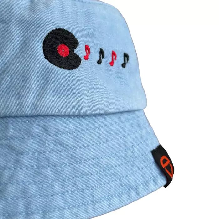 Embroidered eco-friendly fisherman hat. with vinyl and musical notes