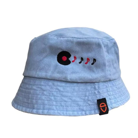 Embroidered eco-friendly fisherman hat. with vinyl and musical notes